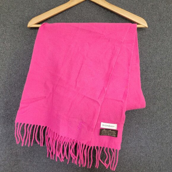 Yves Saint Laurent 100% Wool Made in Italy Pink Y2K Scarf - Picture 1 of 4
